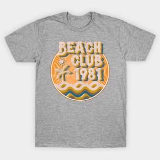 vintage retro beach club 70s 1981 with spirale orange T-Shirt